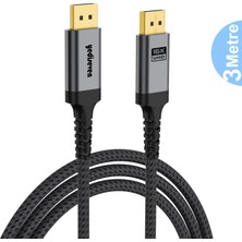Yediseven Displayport To Displayport Dp 2.1 3 Metre 80GBPS Görüntü Aktarma Kablosu 16K@60Hz Yüksek Hız