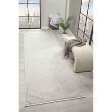 Mariesse Home Naturel Bukleli Yumuşak Dokulu Beyaz Bej Iskandinav  Koridor Kesme Yolluk Dokuma Halı
