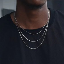 Sjour Erkek 3lü Birleşik Italyan Ezme Model 14 Ayar Altın Kaplama Çelik Zincir Kolye