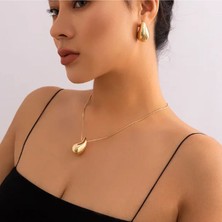 Sjour İnce Zincir Damla Model 14 Ayar Altın Kaplama Çelik Kolye