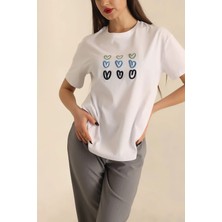 Leilaa Kalp Nakışlı T Shirt