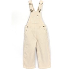 DobaKids Cep Detaylı Boru Paça Kız Çocuk Kot Salopet Tulum Bej 001-0001933