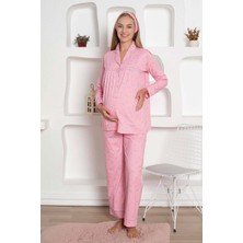 Farya Home Mother/'s Dream Pamuklu Biyeli Düğmeli Hamile Lohusa Pijama Takımı