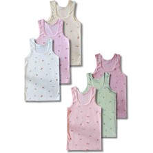 %100 Pamuklu Kız Çocuk Fitilli Kaşkorse Atlet Fanila Iç Çamaşır 6lı Set