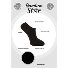 Bambu Kadın Sneaker Siyah Çorap Dikişsiz Görünmez Bilekte Görünmez Spor Çorap Premium 6'lı Paket