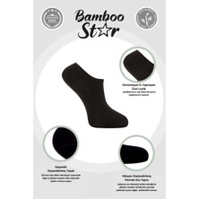 Bambu Kadın Sneaker Siyah Çorap Dikişsiz Görünmez Bilekte Görünmez Spor Çorap Premium 6'lı Paket