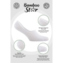 Bambu Erkek Babet Beyaz Çorap Dikişsiz Görünmez Kaydırman Topuk Silikonlu Premium 6'lı Beyaz Paket