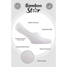 Bambu Erkek Babet Beyaz Çorap Dikişsiz Görünmez Kaydırman Topuk Silikonlu Premium 6'lı Beyaz Paket