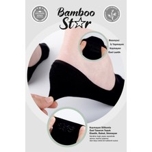Bambu Kadın Babet Siyah Çorap Dikişsiz Görünmez Kaydırmaz Topuk Silikonlu Premium 6'lı Siyah Paket