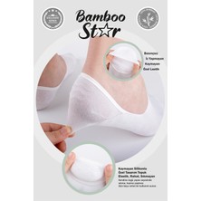 Bambu Erkek Babet Çorap Dikişsiz Görünmez Kaydırman Topuk Silikonlu Premium 3 Siyah  3 Beyaz 6'lı Beyaz Paket