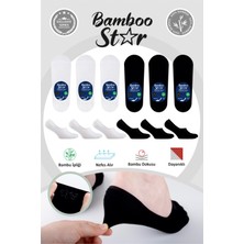 Bambu Erkek Babet Çorap Dikişsiz Görünmez Kaydırman Topuk Silikonlu Premium 3 Siyah  3 Beyaz 6'lı Beyaz Paket