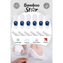 Bambu Erkek Babet Beyaz Çorap Dikişsiz Görünmez Kaydırman Topuk Silikonlu Premium 6'lı Beyaz Paket