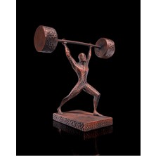 Alseka Halterci Heykeli – 16 cm | Bakır Renkli Sporcu Biblo | Fitness Temalı Masaüstü Dekor