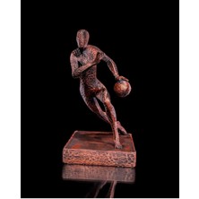 Alseka Basketbolcu Heykeli – 16 cm | Bakır Renkli Modern Biblo | Spor Temalı Masaüstü Dekor