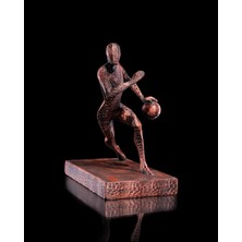 Alseka Basketbolcu Heykeli – 16 cm | Bakır Renkli Modern Biblo | Spor Temalı Masaüstü Dekor