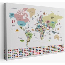 Tekno Trust Kanvas Tablo Duvar Dekoru Ülke Başkentli ve Bayraklı Ingilizce Dünya Haritası 1939 Bungknv