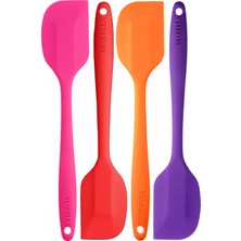 4lü Silikon Spatula Seti Yanmaz Yapışmaz Çizmez Fuşya-Kırmızı-Turuncu-Mor 27cm