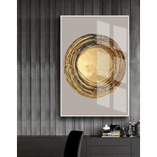 Harikabirev yuvarlak Gold Model 1 |çerçeveli Temperli Cam Tablo Tekli Dikey
