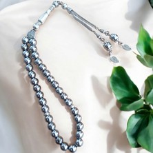 Mga Doğaltaş Gri Hematit Tesbih 33' Lük Tesbih Orijinal Doğal Taş Renk Atmaz 1. Kalite Doğal Taş, 8 mm