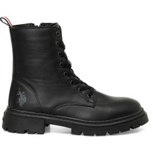 U.S. Polo Assn. Halles 4Pr Siyah Kadın Bot Suni Deri Kısa Topuklu Şık Görünüm