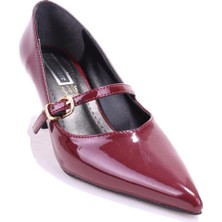 Dagoster DZA07-389100 Bordo Rugan Stiletto Topuklu Kadın Ayakkabı
