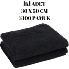 Kayabey Home Siyah Iki Adet El Yüz Havlusu 30 X 50 Cm Mutfak Banyo Spor Misafir Havlu Seti  Pamuk