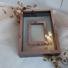 Verda Çerçeve 25 x 35  cm  Yarı Kaplama Ledli+Isimli Siyah-Rose Anı Çerçevesi! Yeni Moda Çiçek Anı Çerçevesi!