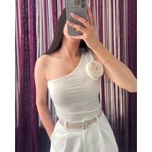 Seda Unlu Duble Paça Kumaş Şort Beyaz