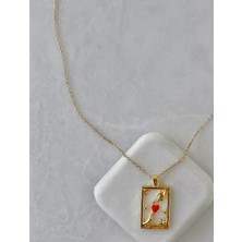 Çelik The Lovers Tarot Kartı Kolye