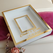 Verda Çerçeve 40 x 50  cm  Yarı Kaplama Isimli Beyaz-Gold Anı Çerçevesi! Yeni Moda Çiçek Anı Çerçevesi!