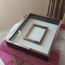 Verda Çerçeve 40 x 50  cm  Yarı Kaplama Ledli Siyah-Rose Anı Çerçevesi! Yeni Moda Çiçek Anı Çerçevesi!