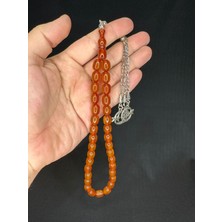 Anemore Collection Toz Kehribar Tesbih Amber Renkli Kapsül Kesim 12MMX8MM T-591