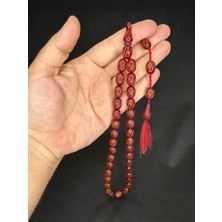 Anemore Collection Çubuk Kehribar Tesbih Bordo Renk Kapsül Kesim 14MMX10MM T-594