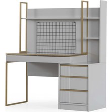 Bubu Home Elegant Genç Odası Başlıklı Karyola Köşe Dolap Çalışma Masa Kitaplık Komodin