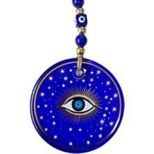 Ett Mavi Yıldız Işlemeli Göz Model Duvar Süsü Nazar Boncuklu Duvar Dekoru