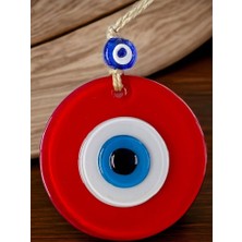 Ett Mini Boy Kırmızı Nazar Boncuklu Duvar Süsü 10 cm Cam Duvar Dekoru