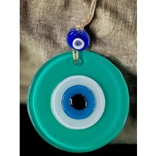 Ett Yeşil Nazar Boncuklu Duvar Süsü 10 cm Cam Duvar Dekoru