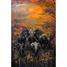 Aden Dekoratif Fiiler Kanvas Tablo