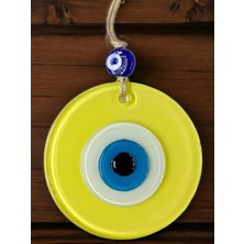 Ett Mini Boy Sarı Nazar Boncuklu Duvar Süsü 10 cm Cam Duvar Dekoru