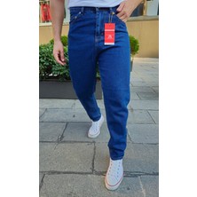 Ceza Denim Erkek Boyfriend Rahat Kalıp Koyu Mavi Pantolon (F-177)