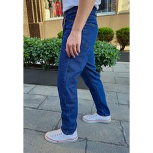 Ceza Denim Erkek Boyfriend Rahat Kalıp Koyu Mavi Pantolon (F-177)