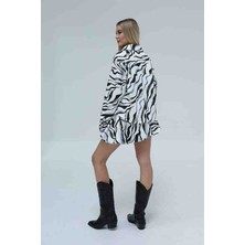 Jj Giyim Yeni Sezon Tasarım Premium Dalgıç Kumaş Zebra Desen Cepli  Gömlek