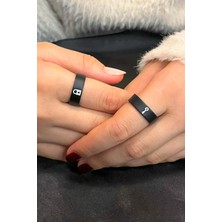 Trend Collection Kilit ve Anahtar Siyah Model Ayarlanabilir Çift Sevgili ve Arkadaşlık Yüzük Seti