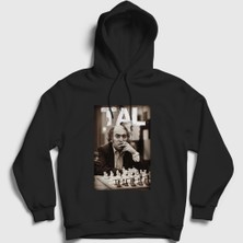 Presmono Unisex Siyah Mikhail Tal Büyükusta Satranç Kapüşonlu Sweatshirt