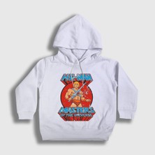 Presmono Unisex Çocuk Beyaz Masters Of The Universe He Man Kapüşonlu Sweatshirt