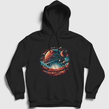 Presmono Unisex Siyah Desert Space View Uzay Kapüşonlu Sweatshirt