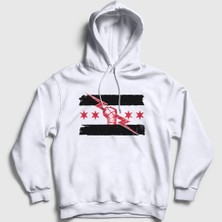 Presmono Unisex Beyaz cm Punk Logo Wwe Kapüşonlu Sweatshirt