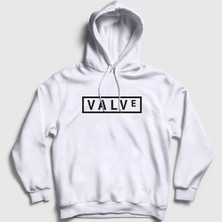 Presmono Unisex Beyaz Logo Valve Oyun Dota Half Life Kapüşonlu Sweatshirt