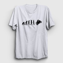 Presmono Unisex Beyaz Evolution Evrim Motorsiklet Yarış Motoru T-Shirt