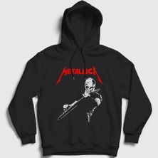 Presmono Unisex Siyah Guitar James Hetfield Metallica Kapüşonlu Sweatshirt